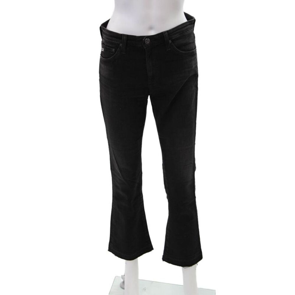 AG-ED Denim Womens Jodi High Rise Slim Flared Raw hem Jeans Black Size 27